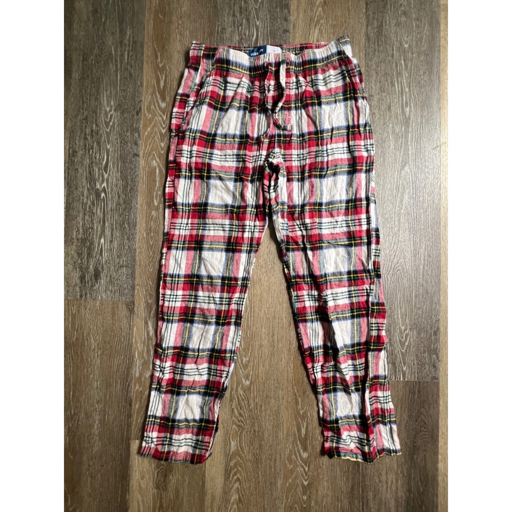 Old Navy Pajama Pants Mens Medium Red White Plaid Good Flannel Sleep Bottoms